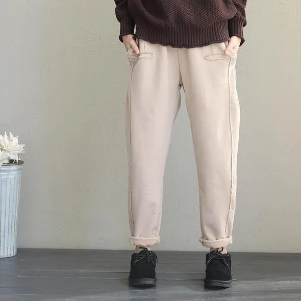 2019 Casual Women Brushed Thicken Casual Pants For Winter