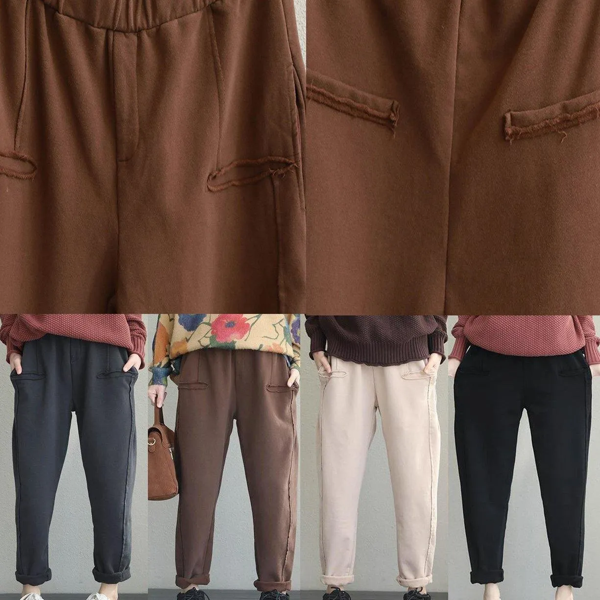 2019 Casual Women Brushed Thicken Casual Pants For Winter