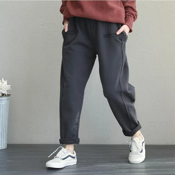 2019 Casual Women Brushed Thicken Casual Pants For Winter