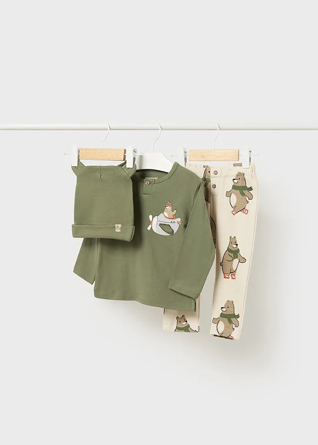 3 Piece Boys Bear Shirt, Pants & Hat