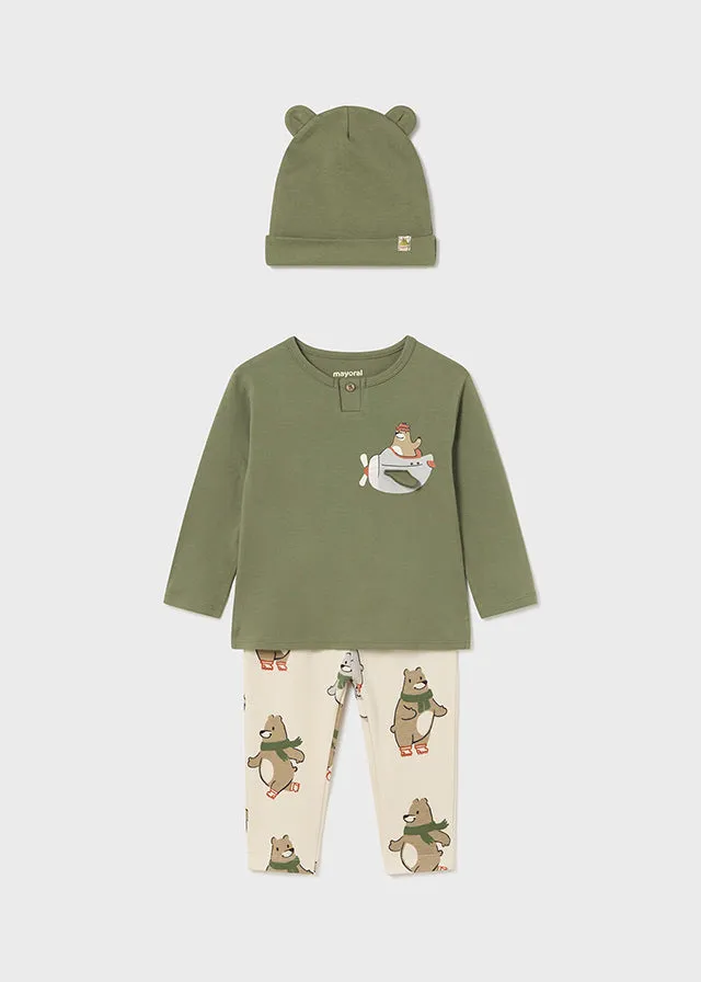 3 Piece Boys Bear Shirt, Pants & Hat