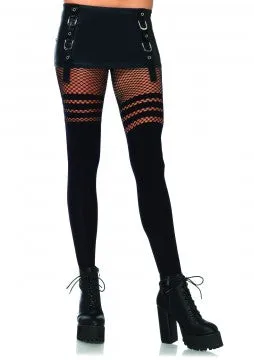 Ada Tights with Fishnet Accent - O/S (Black)