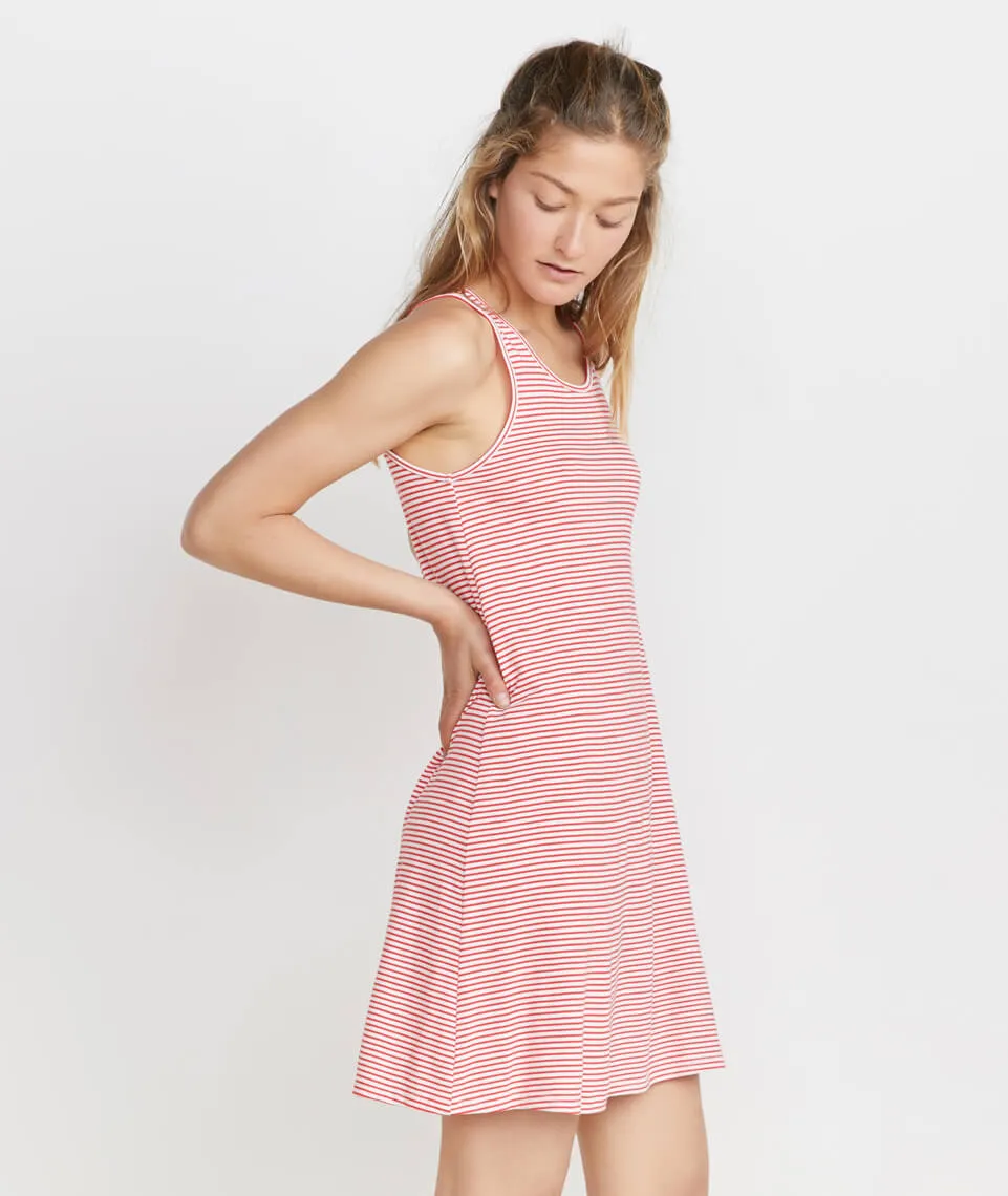 Alana Tank Dress in Cherry/White Stripe