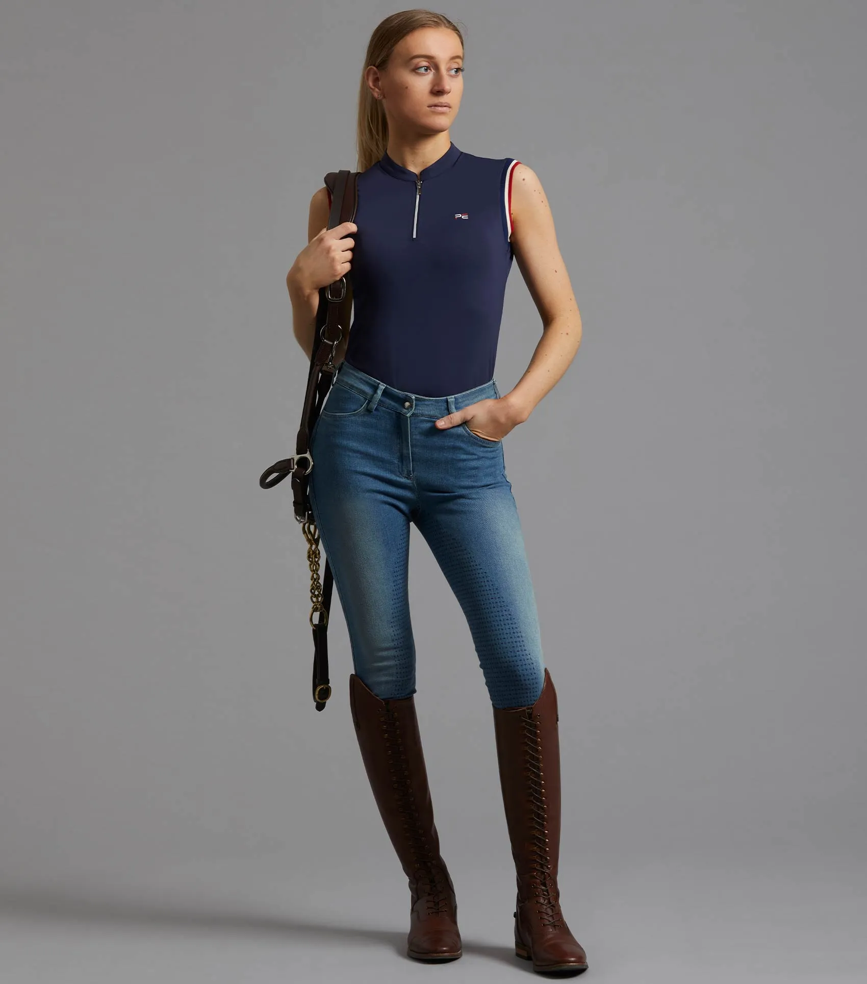 Alito Ladies Sleeveless Riding Top Navy