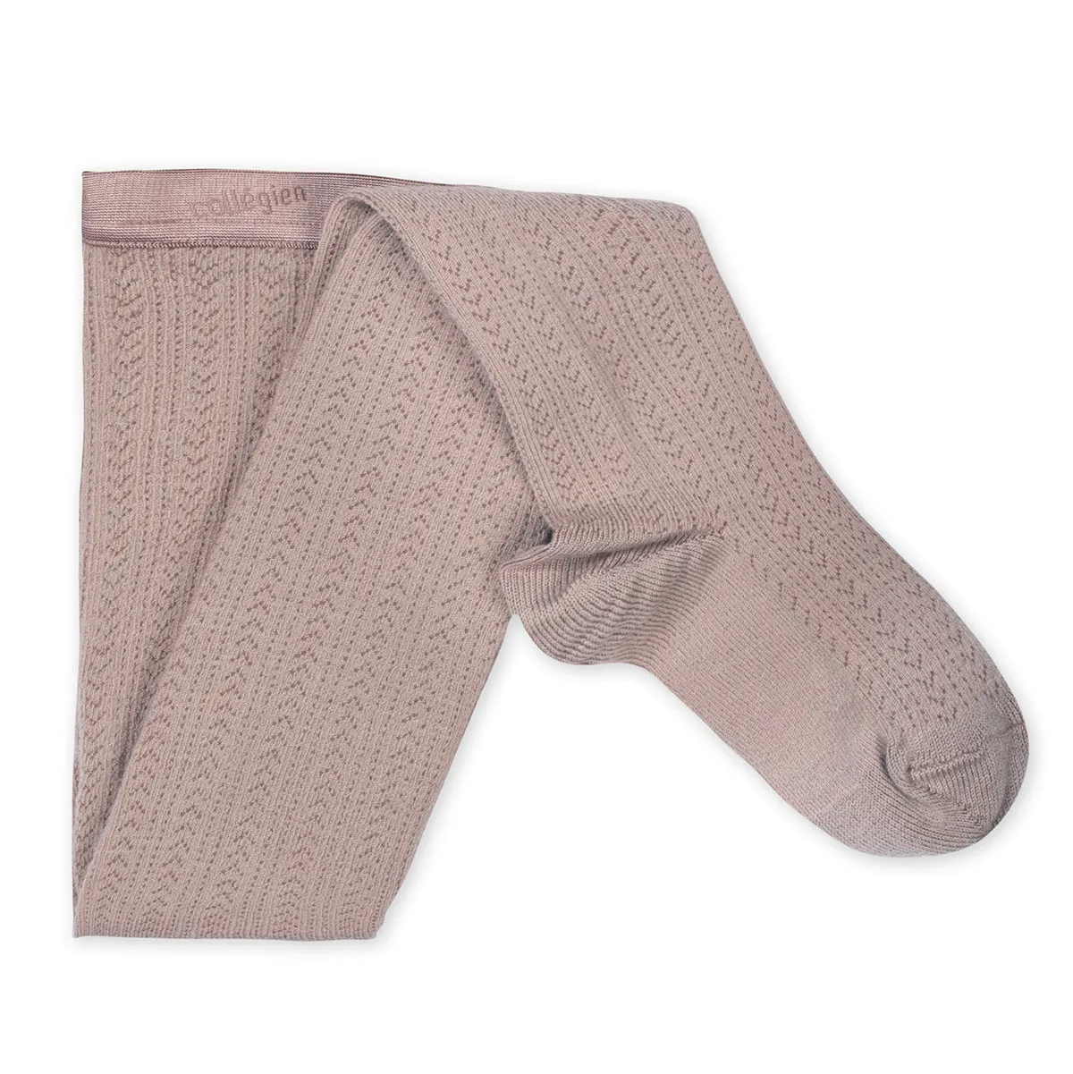 Angelique Pointelle Merino Wool Tights in Vieux Rose by Collegien