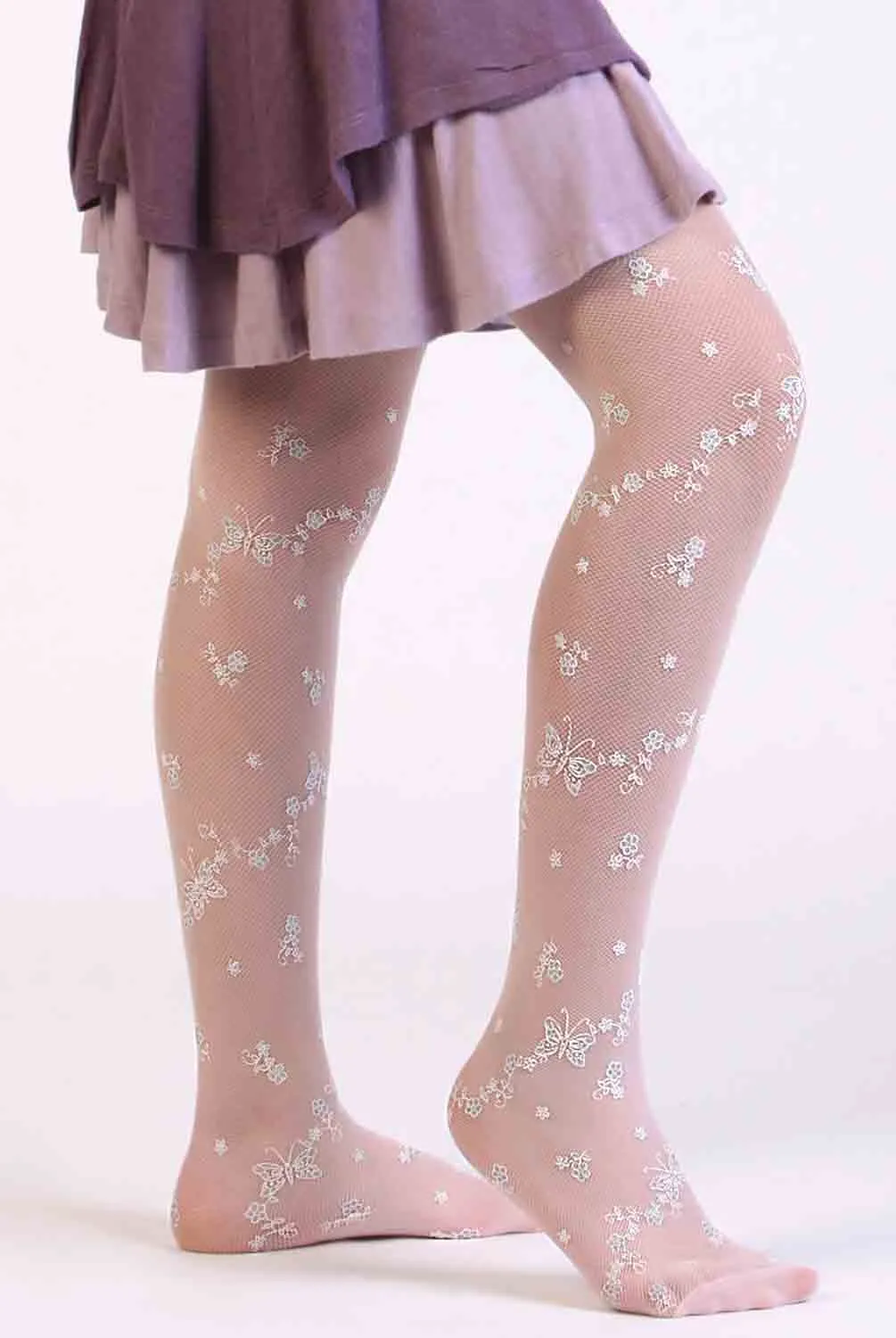 Aquilone Girls Floral Mesh Axelle Tights