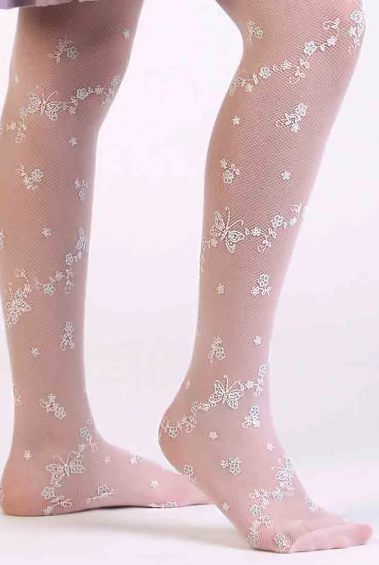 Aquilone Girls Floral Mesh Axelle Tights