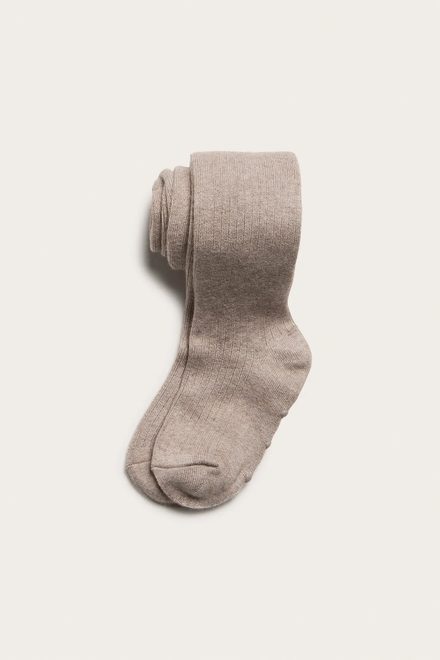 Baby beige ribbed wool tights