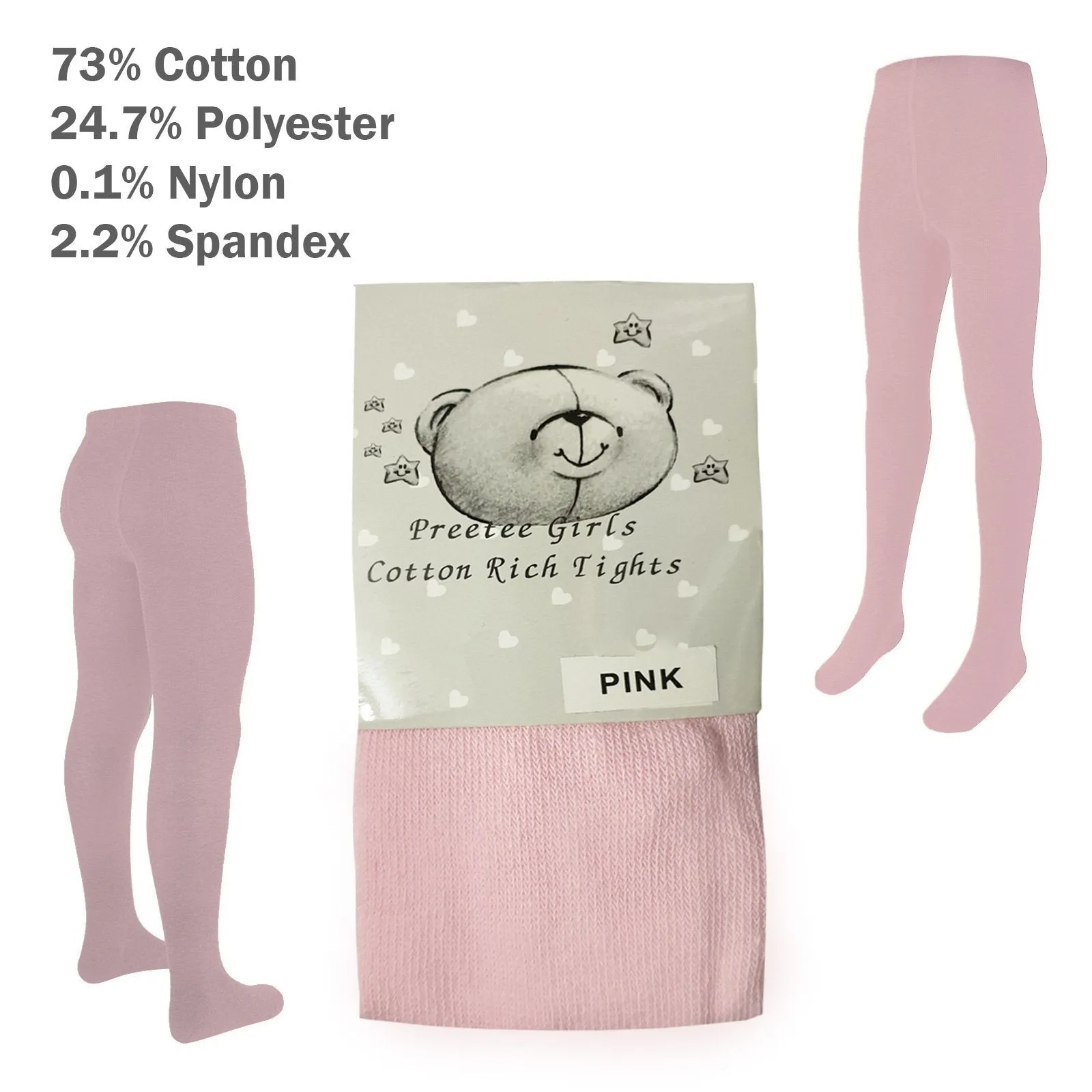 Baby Girls Pink Plain Stretchy Tights Preetee Girls 7006