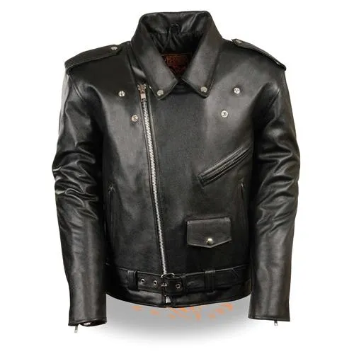 Basic Mens Leather Motorcycle Jacket