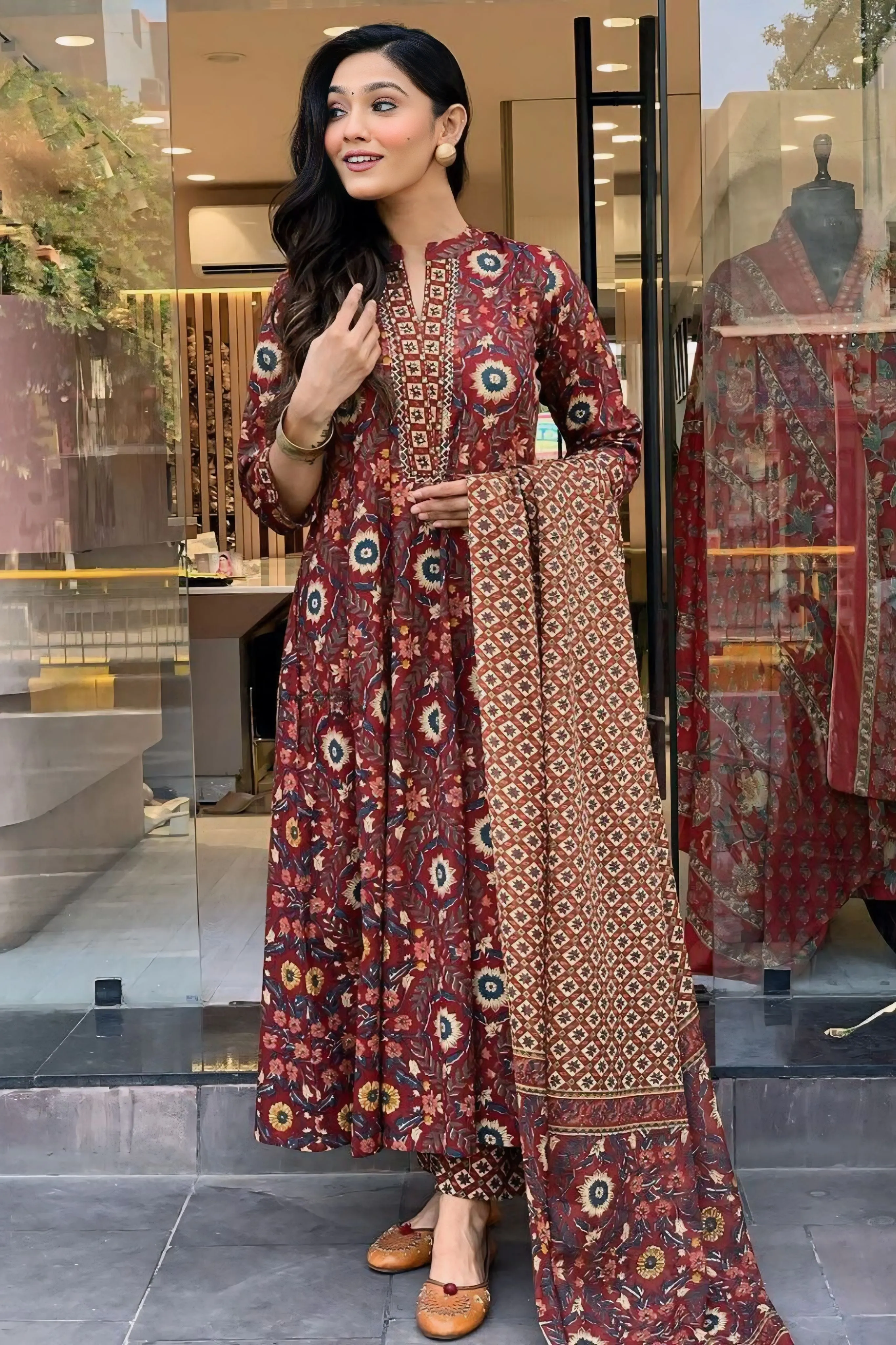 BEAUTIFUL COFFEE COLOUR SUIT SET WITH DUPATTA