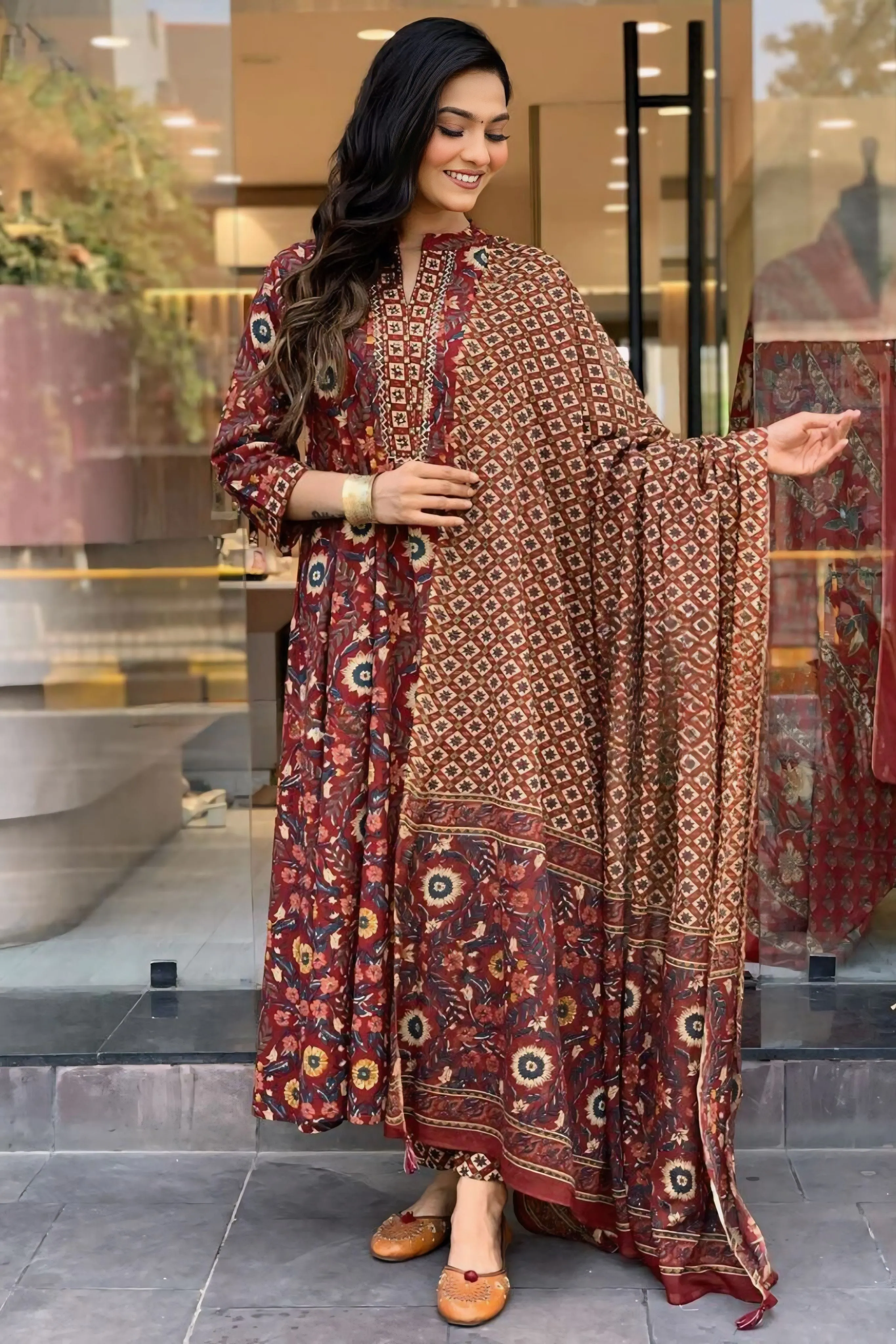 BEAUTIFUL COFFEE COLOUR SUIT SET WITH DUPATTA