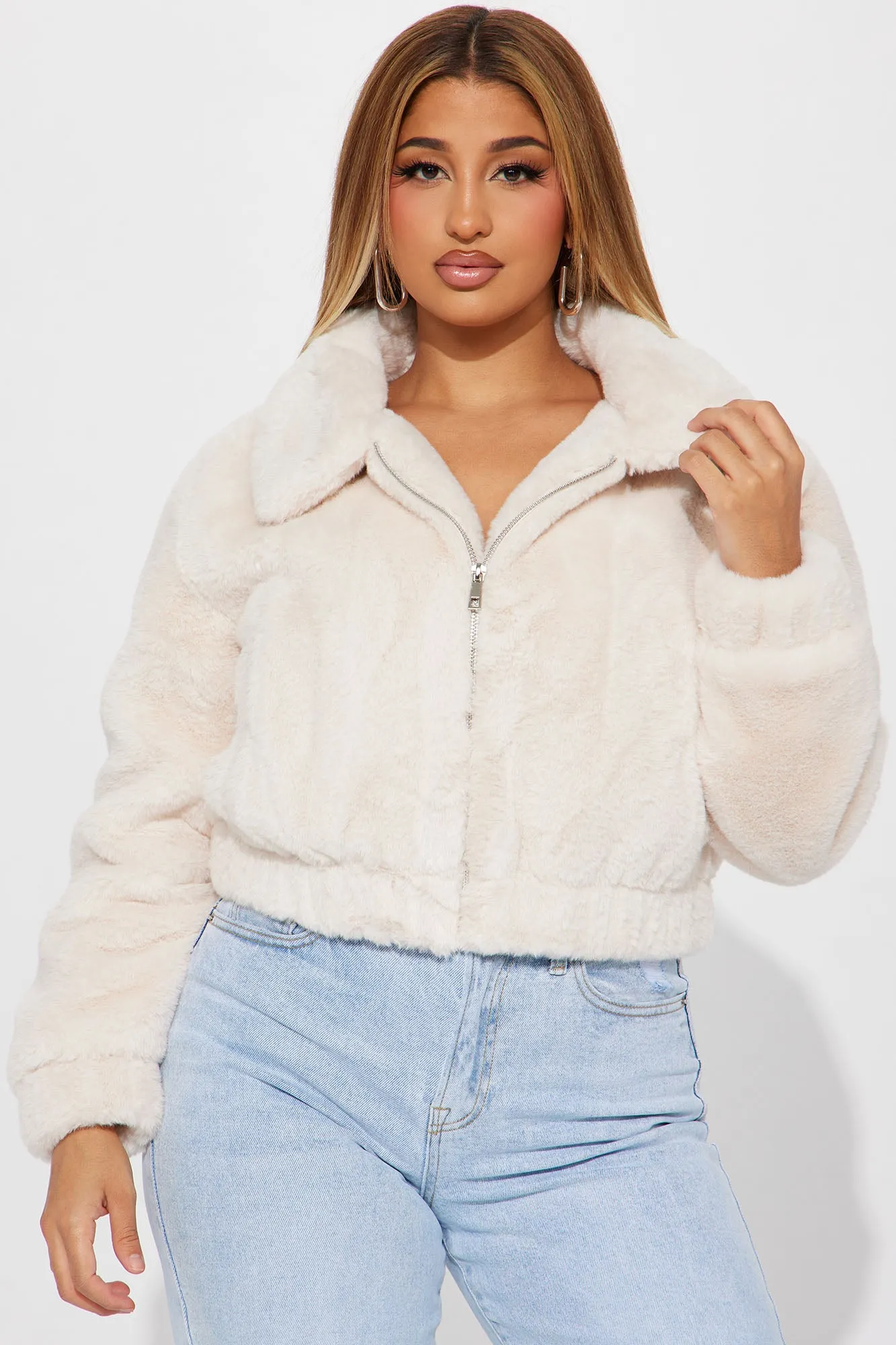 Better With You Faux Fur Jacket - Taupe