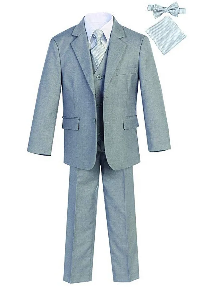 Big Boys Husky Fit Tie Pocket Square 7 Pc Suit 8-20