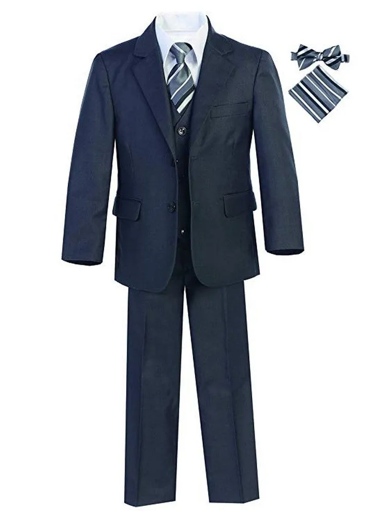 Big Boys Husky Fit Tie Pocket Square 7 Pc Suit 8-20