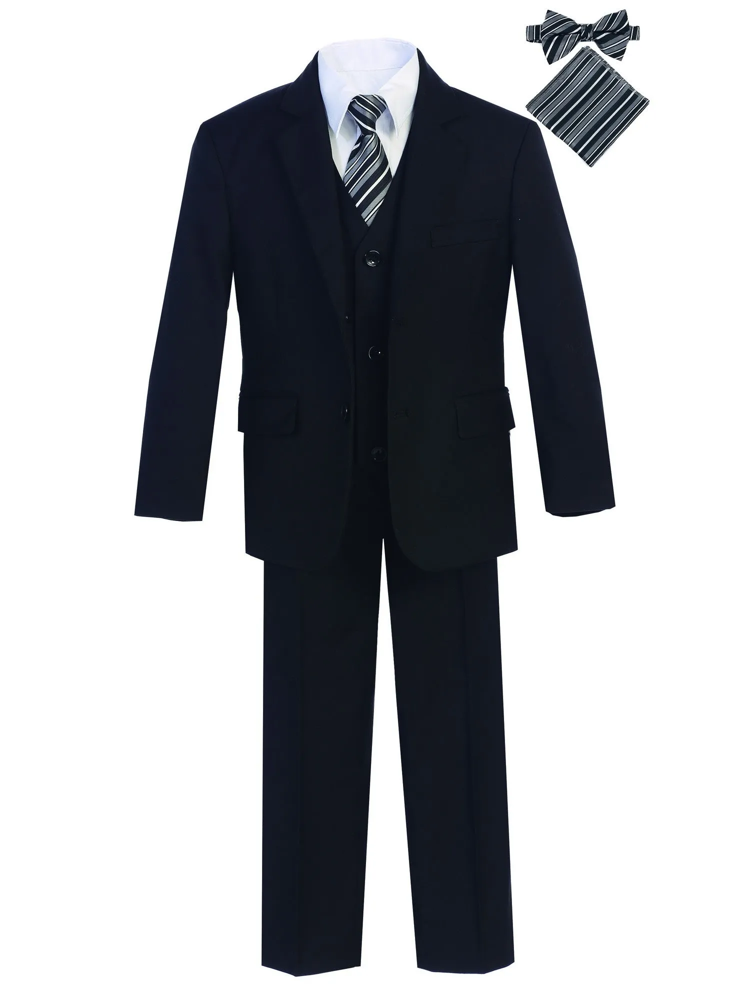 Big Boys Husky Fit Tie Pocket Square 7 Pc Suit 8-20