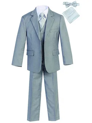 Big Boys Husky Fit Tie Pocket Square 7 Pc Suit 8-20