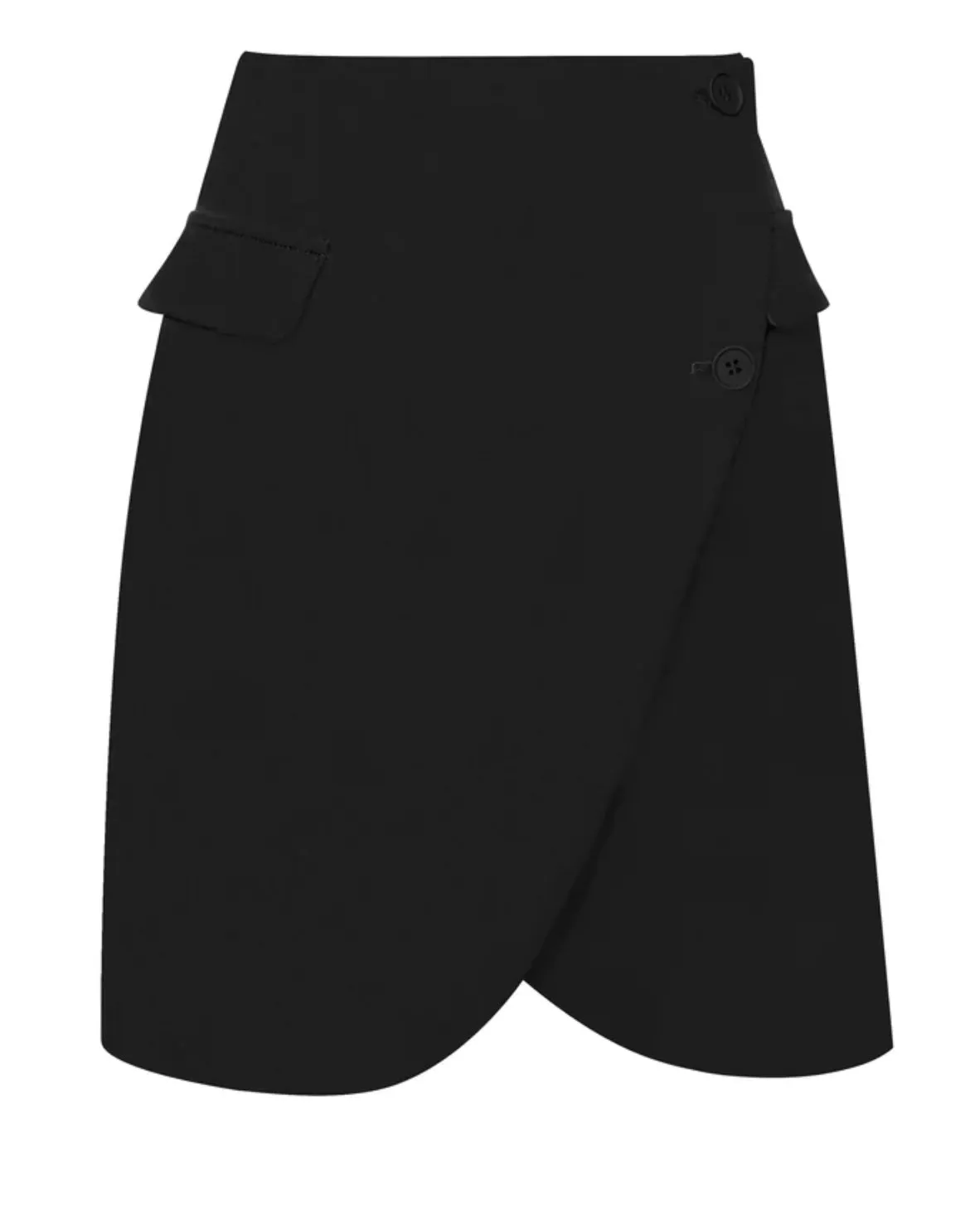 BLACK ASYMMETRICAL MINI SKIRT