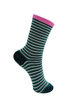 Black Colour Vibrant Striped Socks