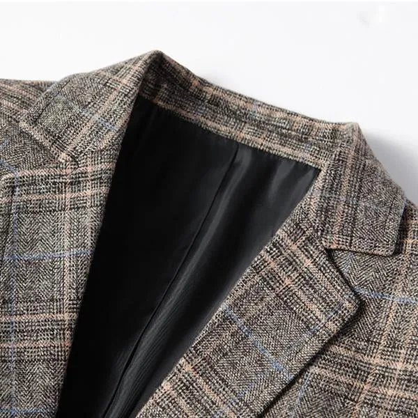 Blazer à Carreaux Vintage pour Homme