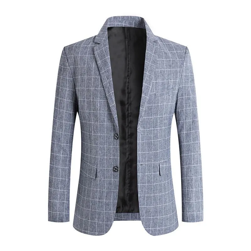 Blazer vintage à revers à carreaux pour hommes