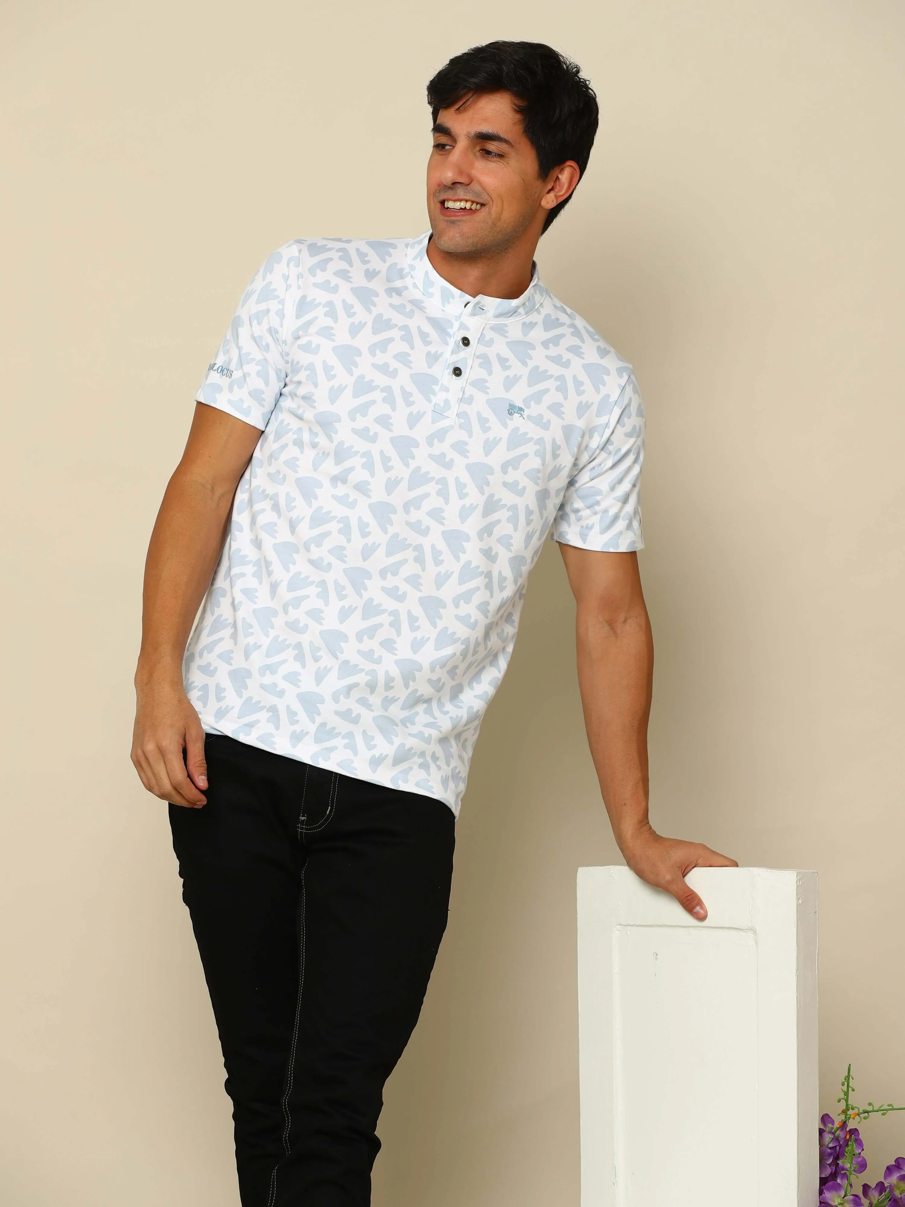 Bloom Over White Henley T-Shirt