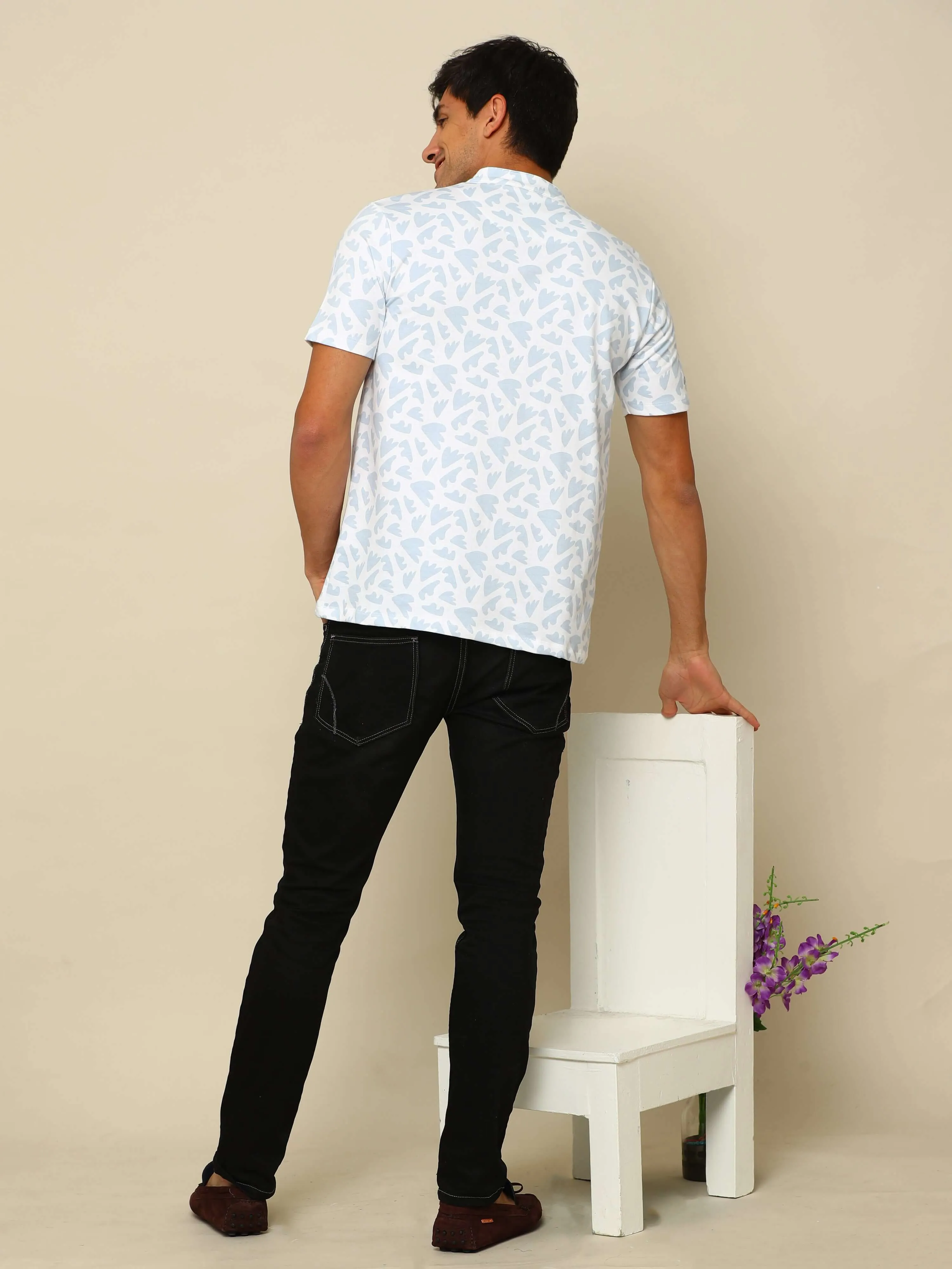 Bloom Over White Henley T-Shirt