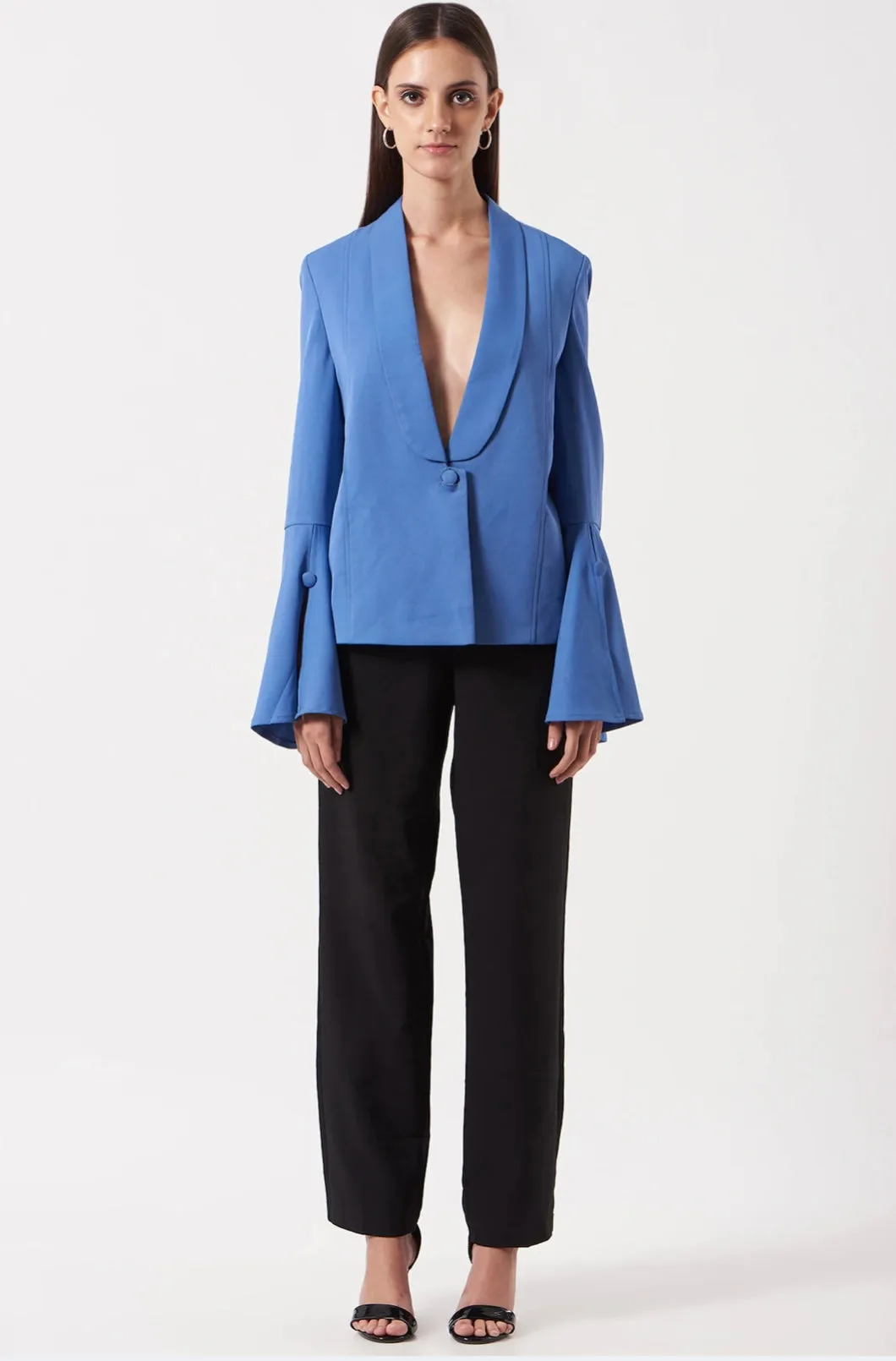 Blue Women's Formal Bell Sleeve blazer