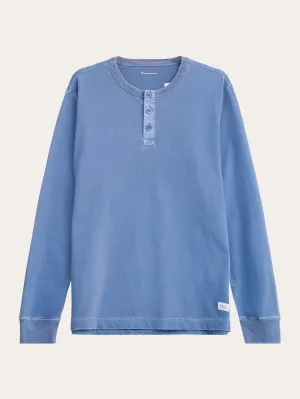 BO long sleeve henley - Regenerative Organic Certified™ - GOTS/Vegan - Moonlight Blue