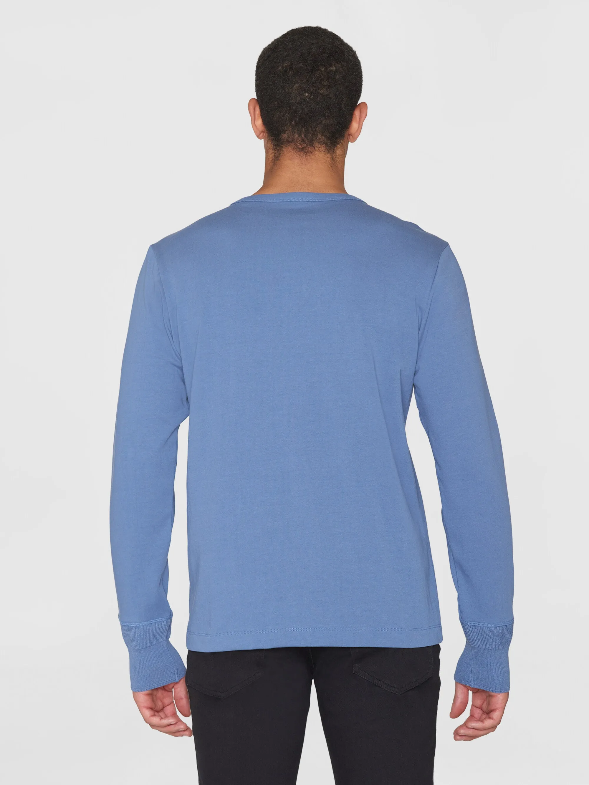 BO long sleeve henley - Regenerative Organic Certified™ - GOTS/Vegan - Moonlight Blue