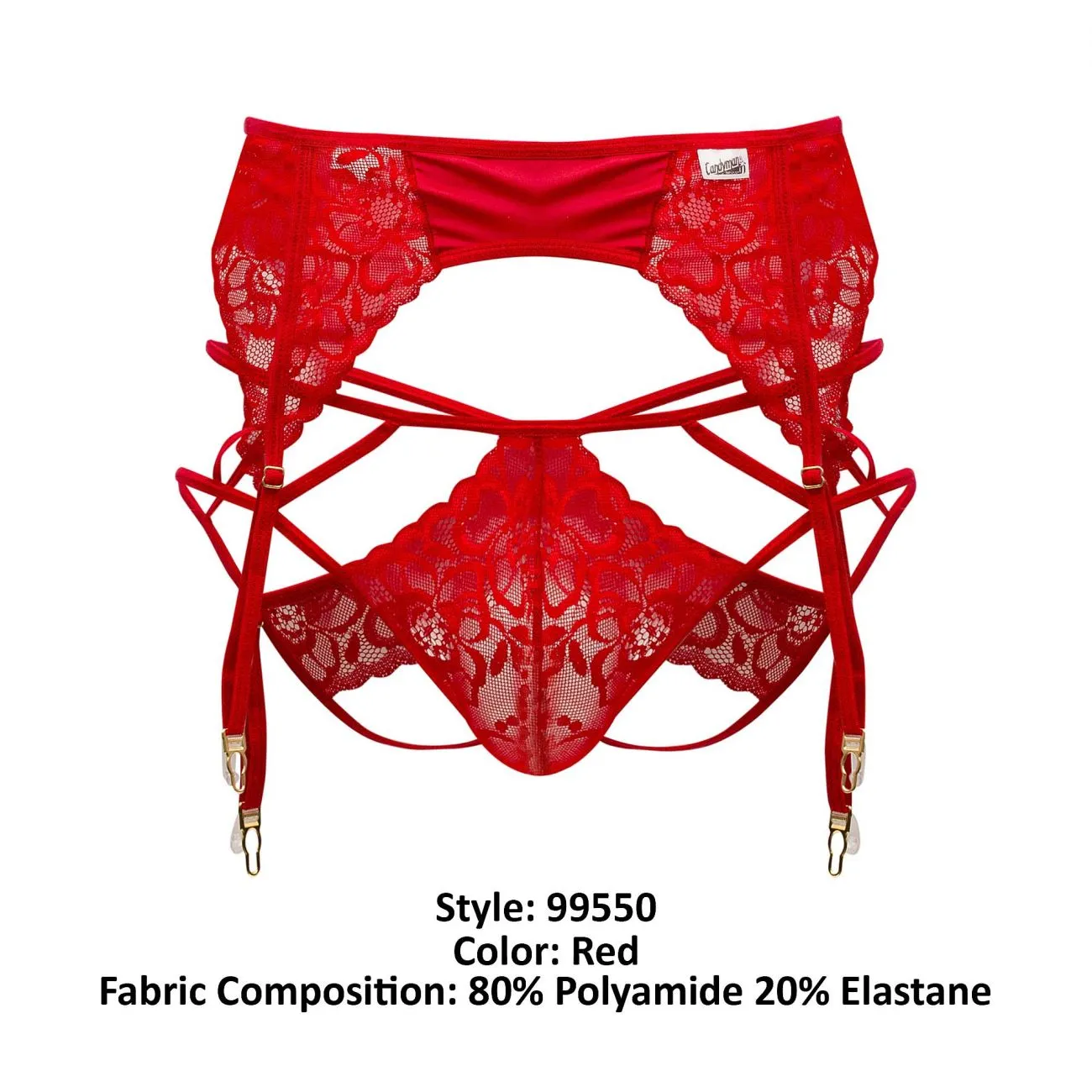 CandyMan 99550 Lace Garter-Jockstrap Outfit Color Red