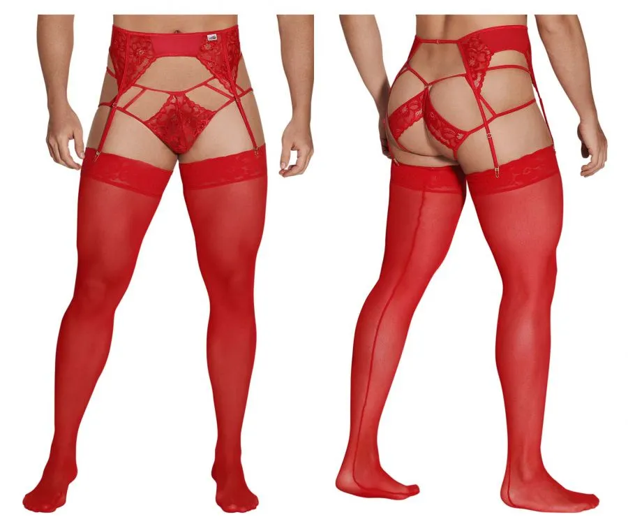 CandyMan 99550 Lace Garter-Jockstrap Outfit Color Red