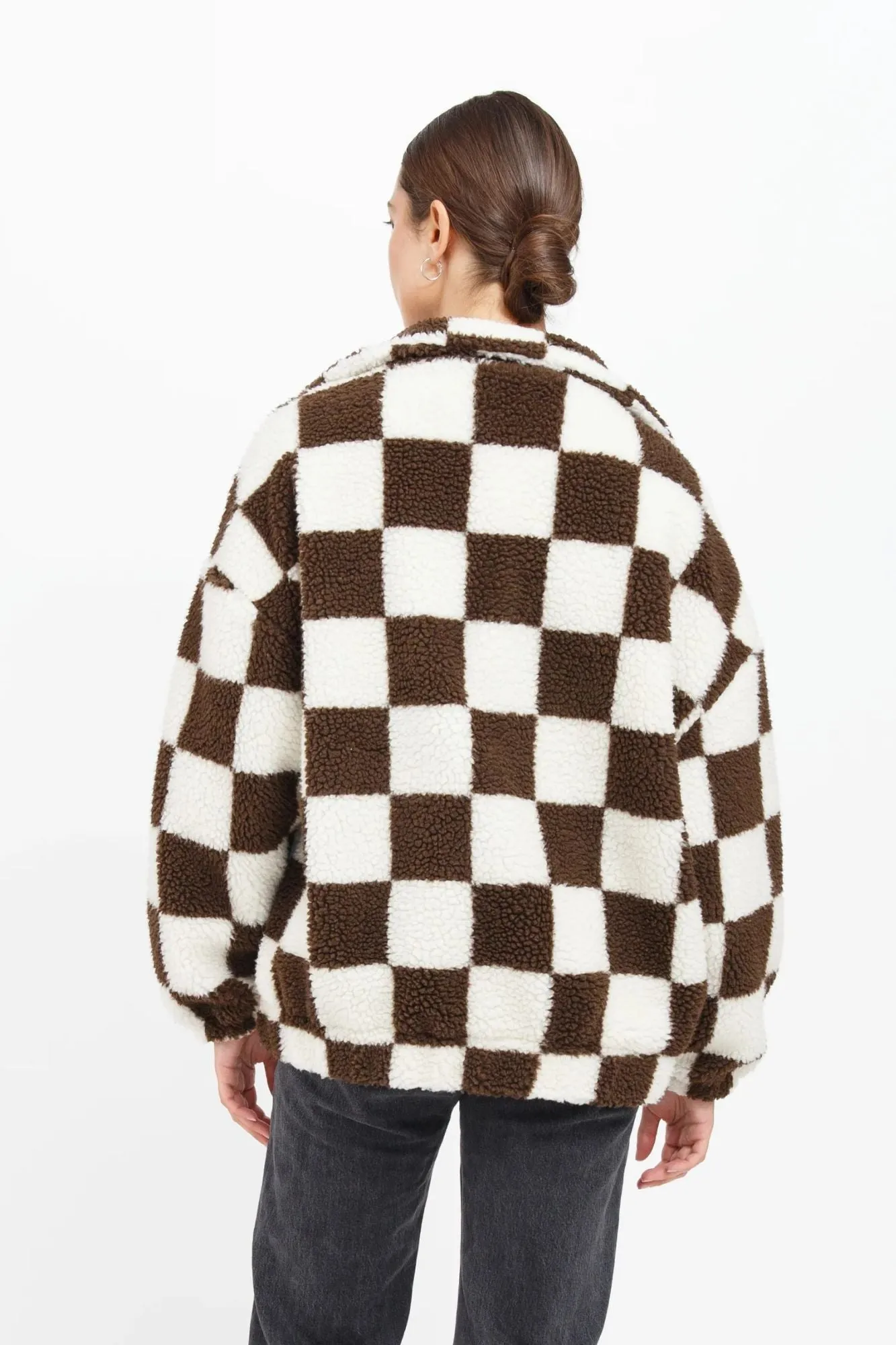 Checkerboard Sherpa Full Zip Jacket