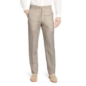 Classic Linen Pant in Light Tan (Hampton Plain Front) by Berle