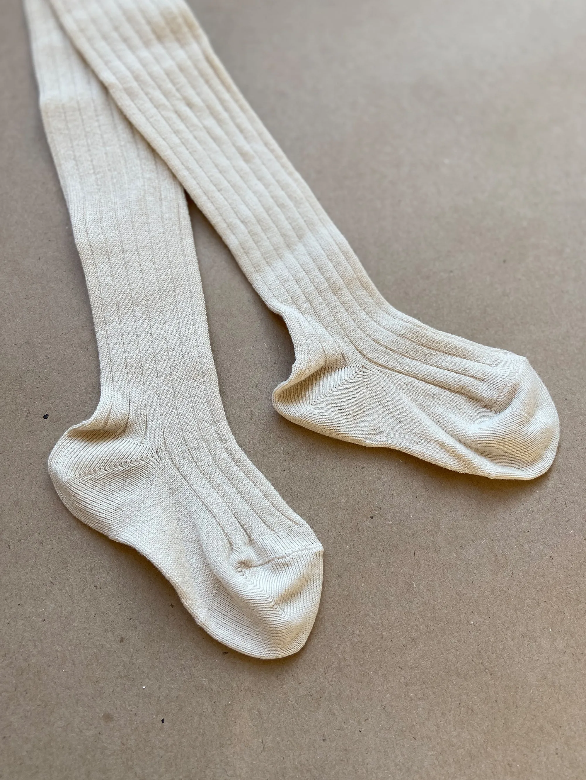 CÓNDOR Ribbed Stockings Off White