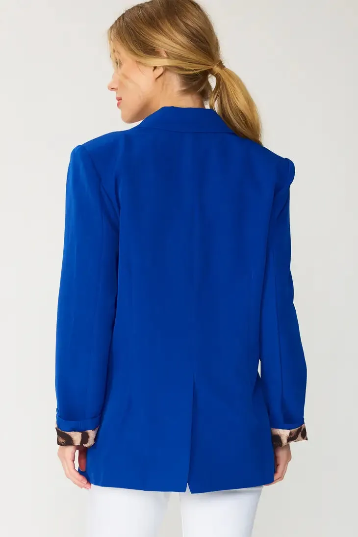 Cobalt Solid Button Blazer