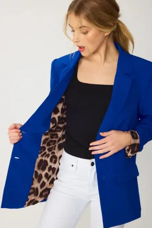 Cobalt Solid Button Blazer