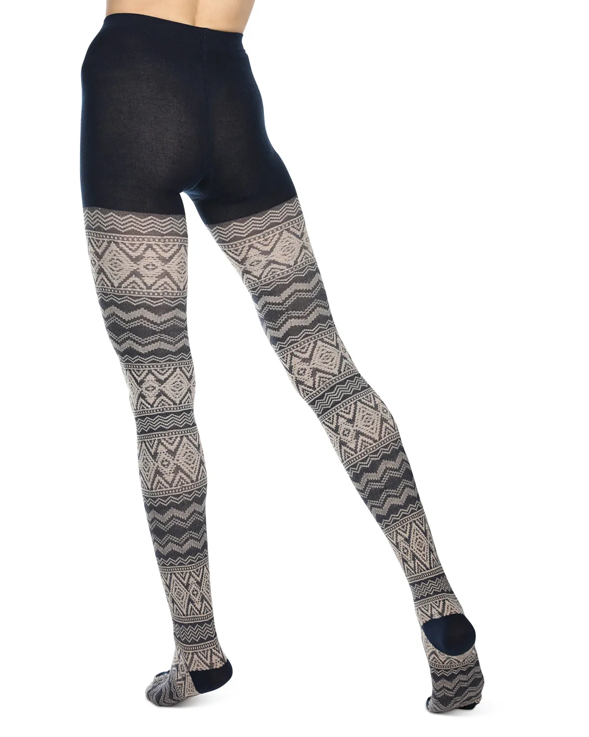 Diamond Fair Isle Patterned Cotton Blend Sweater Tights