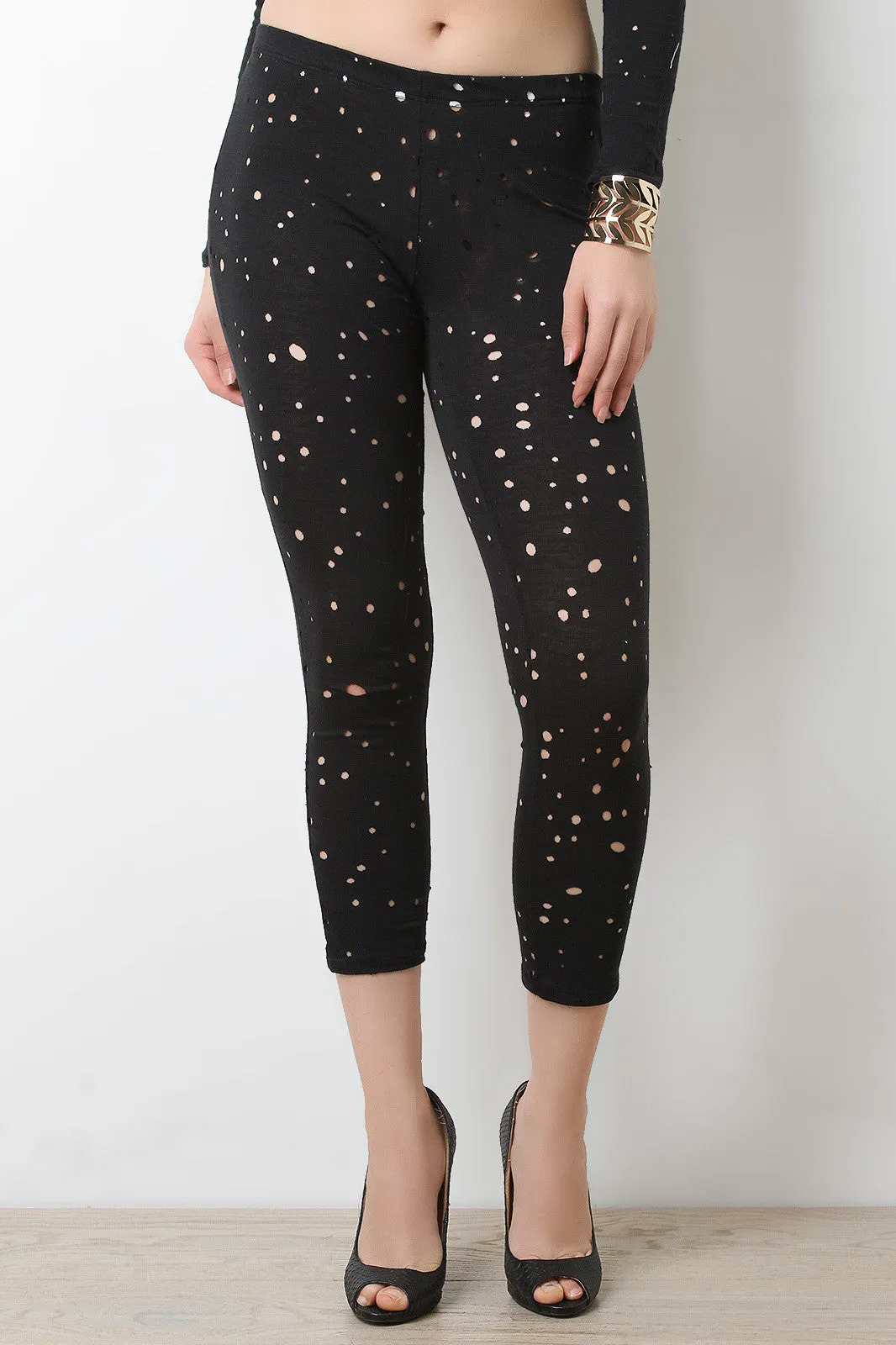 Distress Holes Leggings