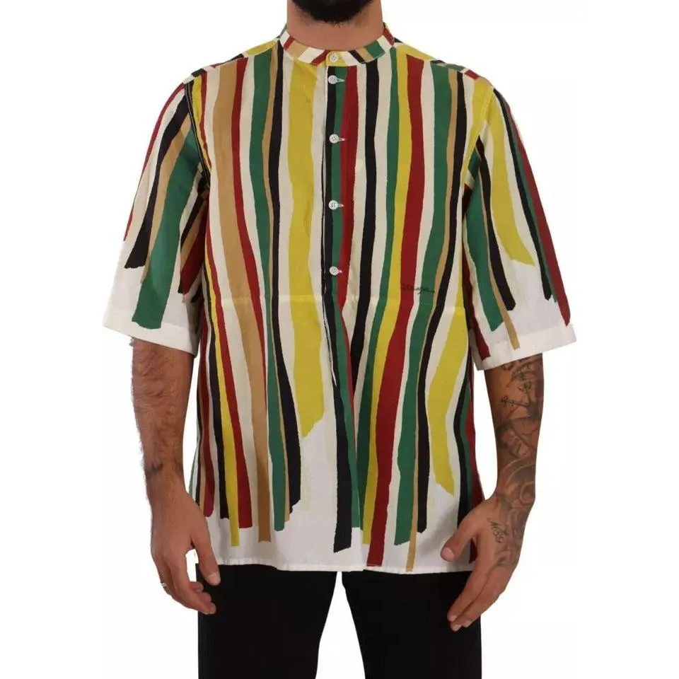 Dolce & Gabbana Multicolor Striped Linen Cotton Shirt