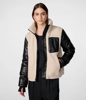 Faux Leather Sherpa Jacket