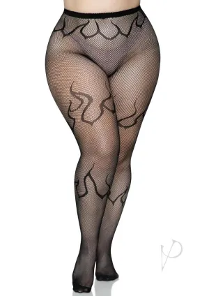 Flame Net Tights 1x/2x Black