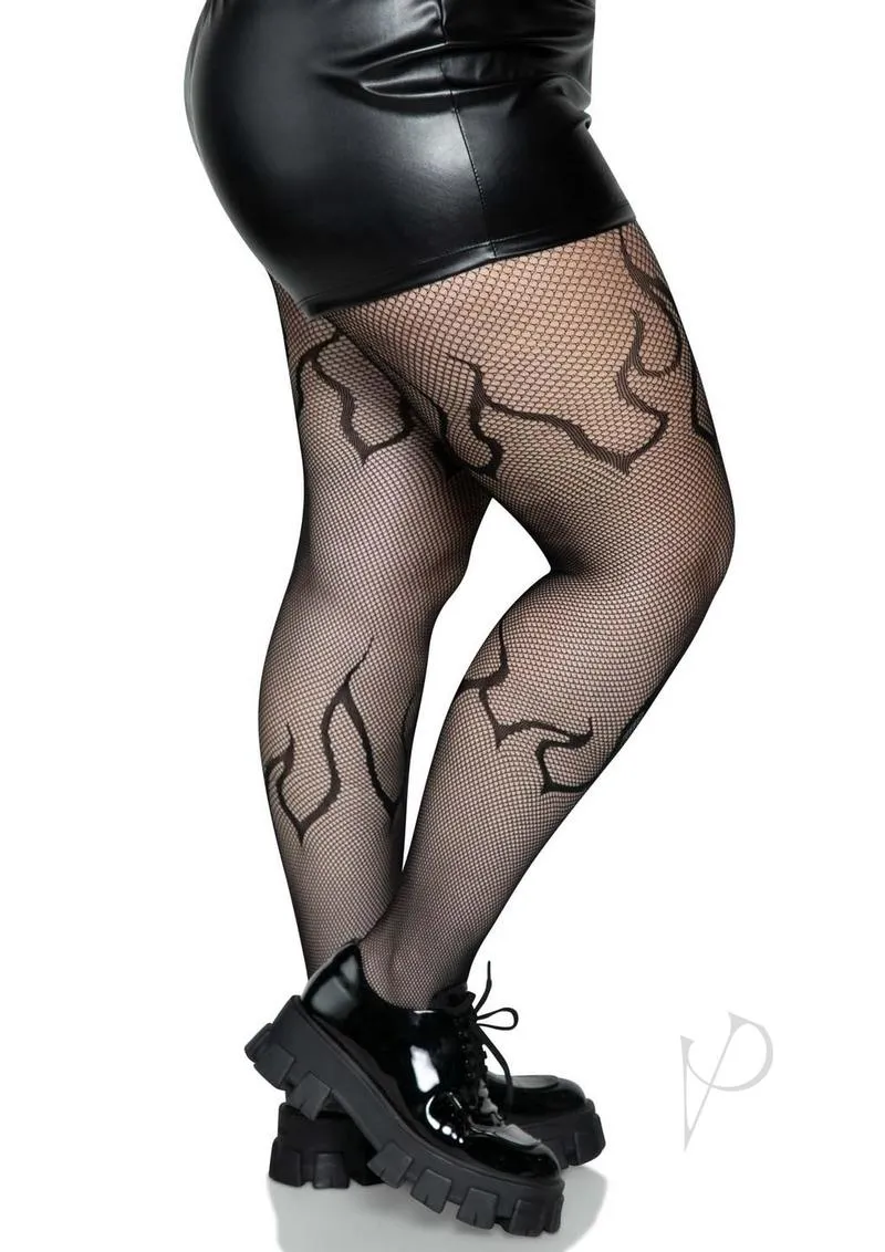 Flame Net Tights 1x/2x Black