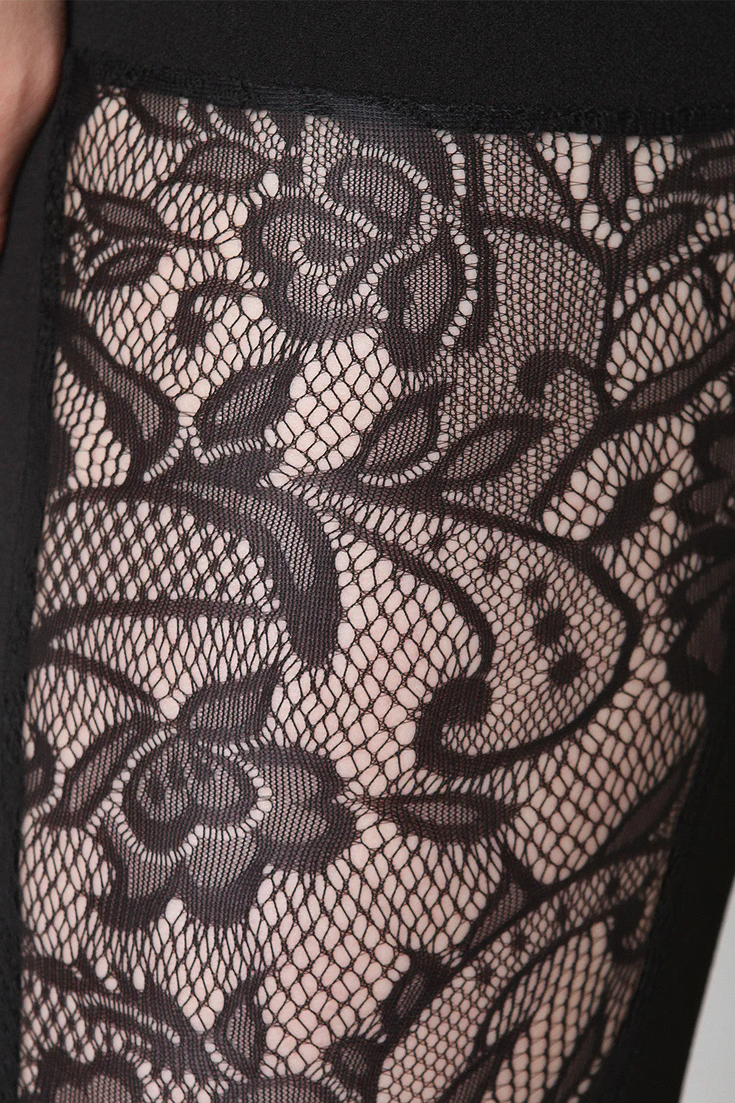 Floral Lace Panel Stretch Leggings