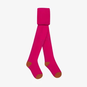 Girls' plain pink tights with glitter