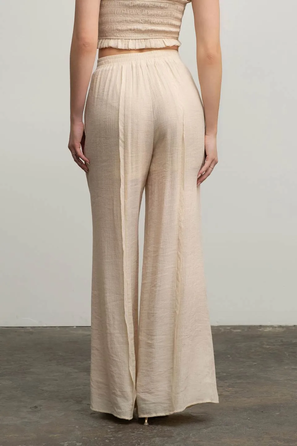 HIGH WAIST WIDE LEG PINTUCK PANTS