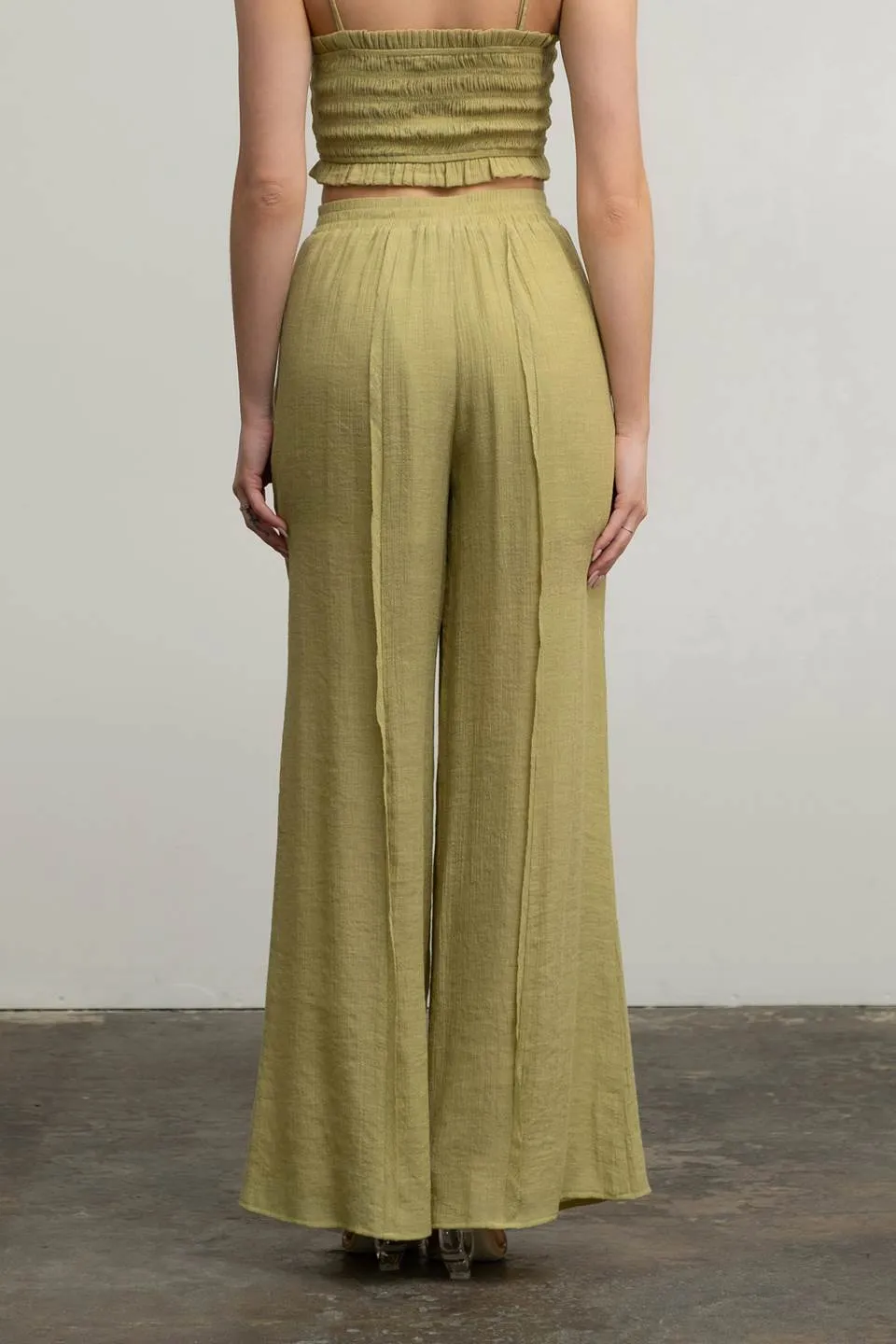 HIGH WAIST WIDE LEG PINTUCK PANTS