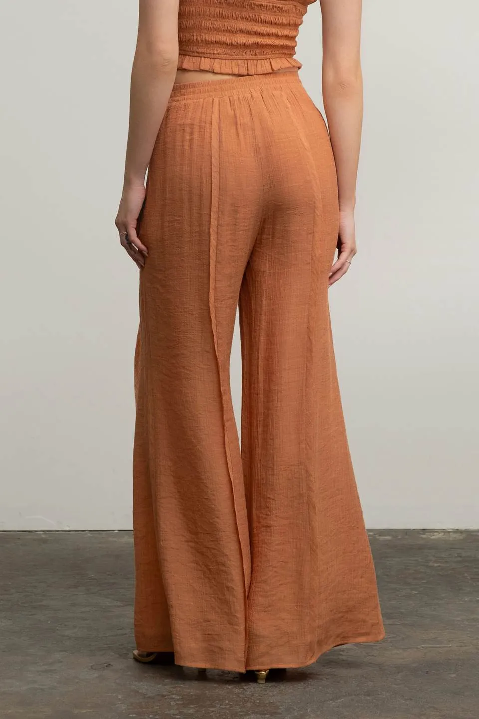 HIGH WAIST WIDE LEG PINTUCK PANTS