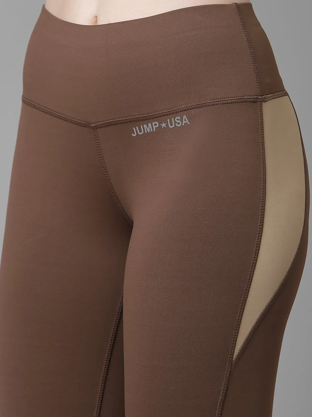 JUMP USA Women Brown Solid Rapid-Dry Seamless Tights