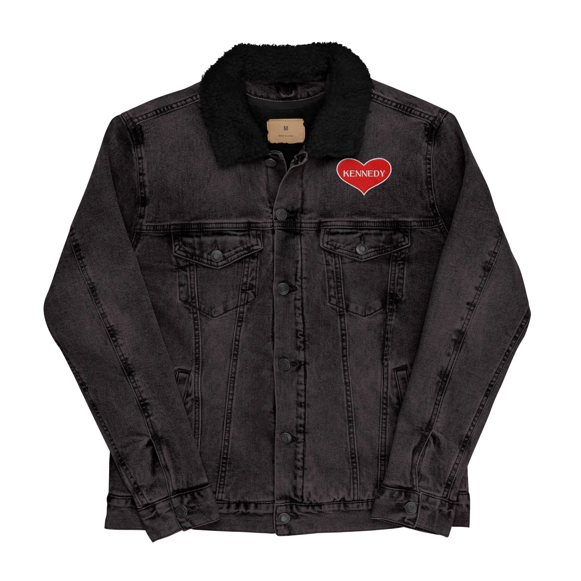 Kennedy Heart Unisex Denim Sherpa Jacket